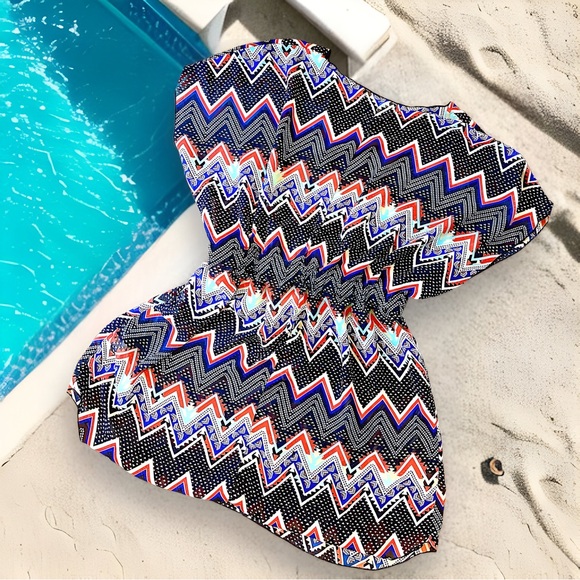 Miken Womens Chevron-Print Chiffon Dress Swim Cover-Up (XL) - Picture 2 of 5